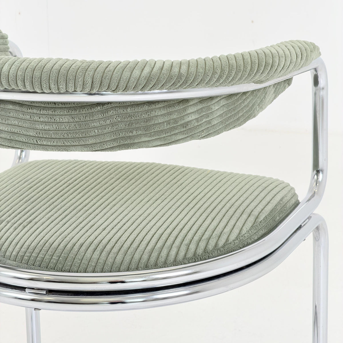 Mid Century Bauhaus Green velvet Dining armchair by Giotto Stoppino, Italy, 1970s