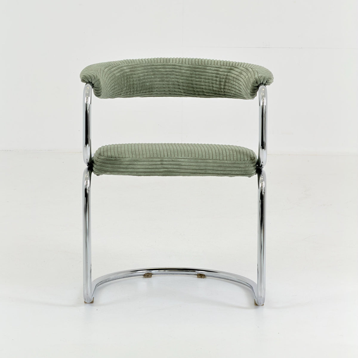 Mid Century Bauhaus Green velvet Dining armchair by Giotto Stoppino, Italy, 1970s