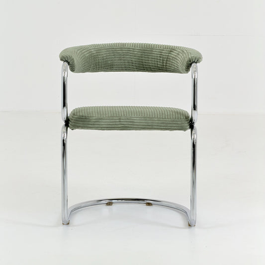 Mid Century Bauhaus Green velvet Dining armchair by Giotto Stoppino, Italy, 1970s