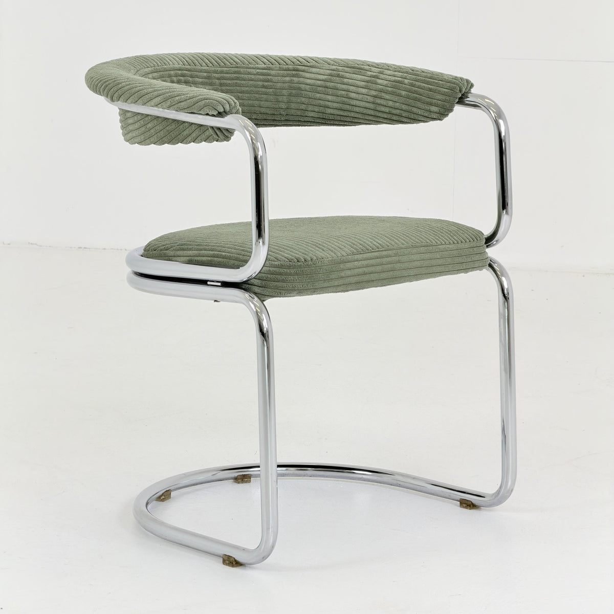 Mid Century Bauhaus Green velvet Dining armchair by Giotto Stoppino, Italy, 1970s