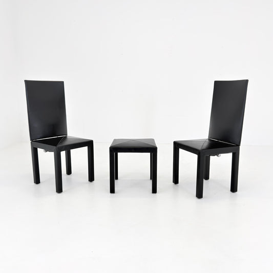 Mid Century Modern Dining Set of 3 by Paolo Piva Arcadia Chairs & Stool for B-B Italia 1980s Italy