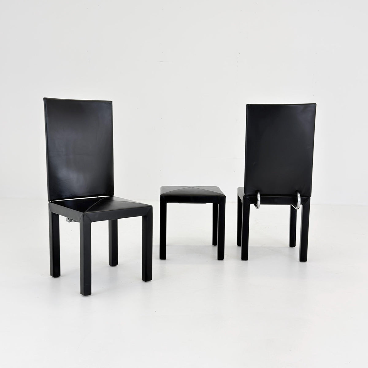 Mid Century Modern Dining Set of 3 by Paolo Piva Arcadia Chairs & Stool for B-B Italia 1980s Italy