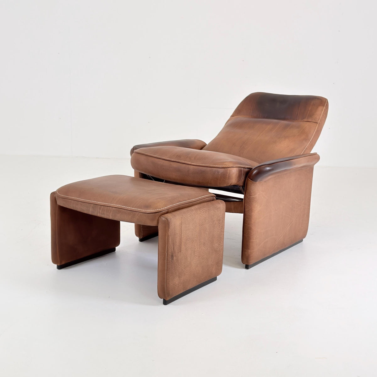 Mid Century De Sede DS31 high back armchair cognac leather Switzerland 1970s
