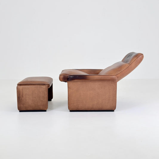 Mid Century De Sede DS31 high back armchair cognac leather Switzerland 1970s