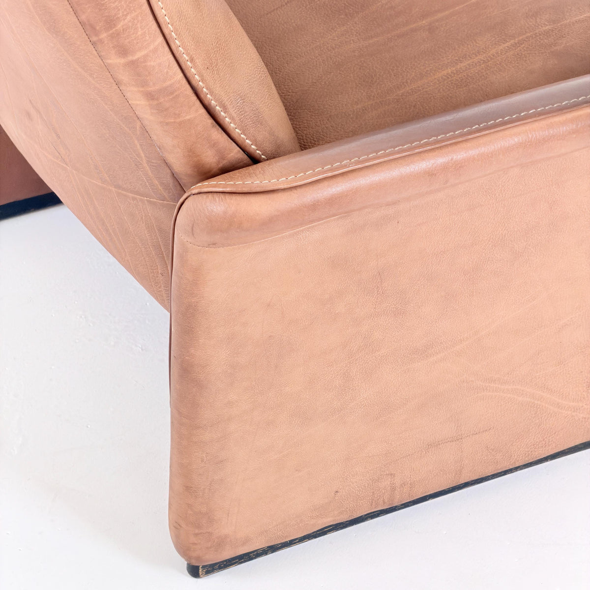 Mid Century De Sede DS31 high back armchair cognac leather Switzerland 1970s