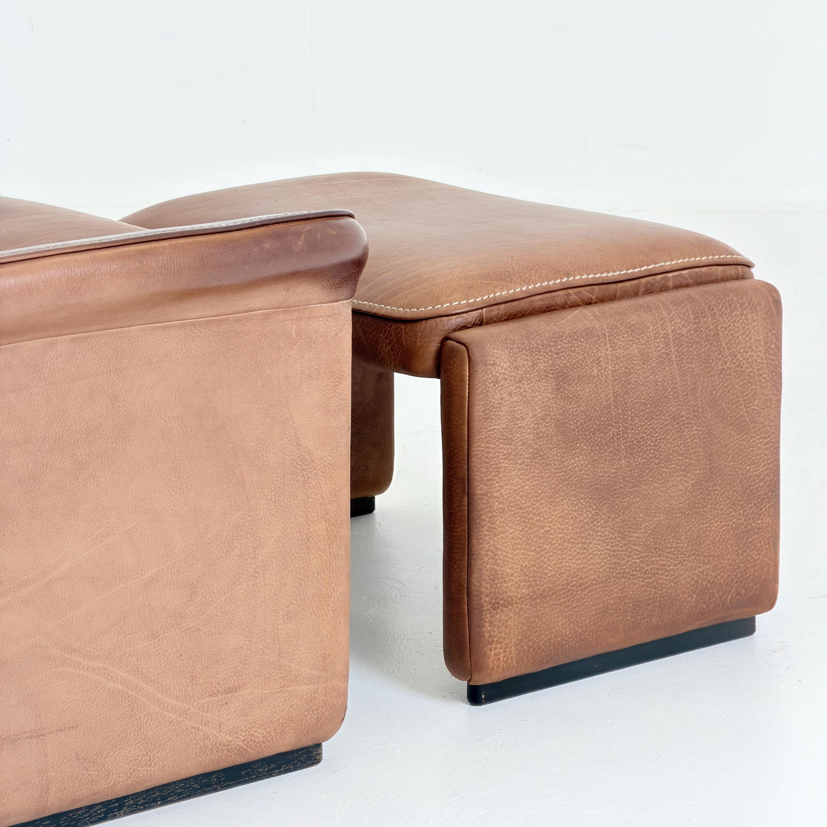 Mid Century De Sede DS31 high back armchair cognac leather Switzerland 1970s