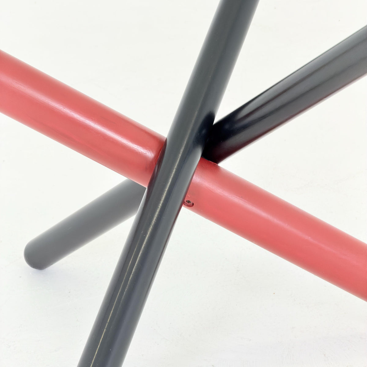 Rare Italian Postmodern Round Dining Table,Red & Black Sculptural Base, 1970s Italy,