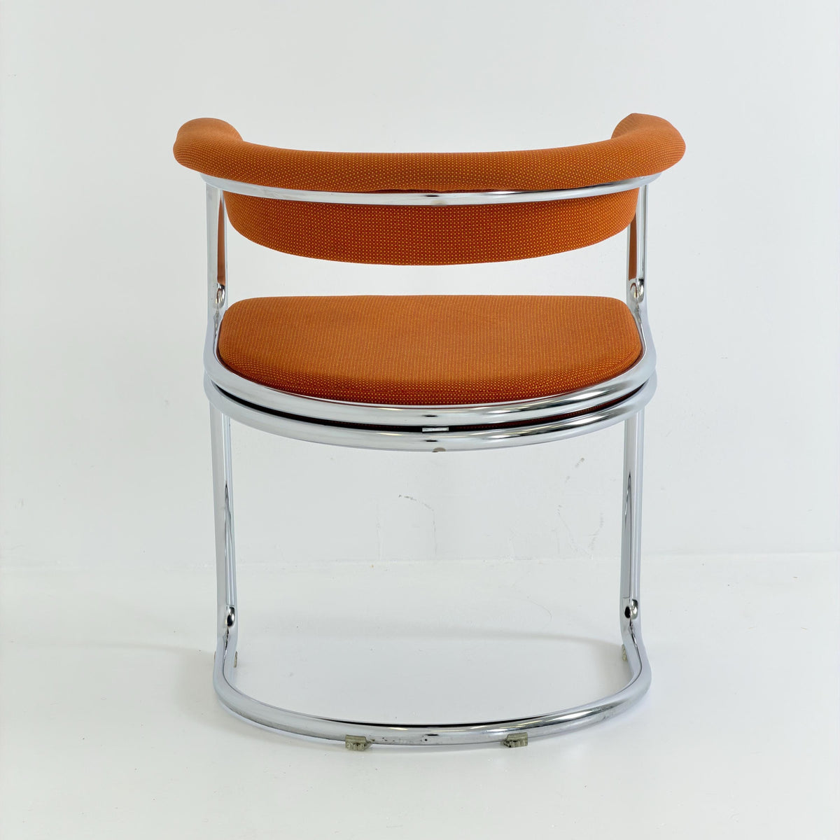 Mid Century Bauhaus orange fabric Dining armchair by Giotto Stoppino, Italy, 1970s