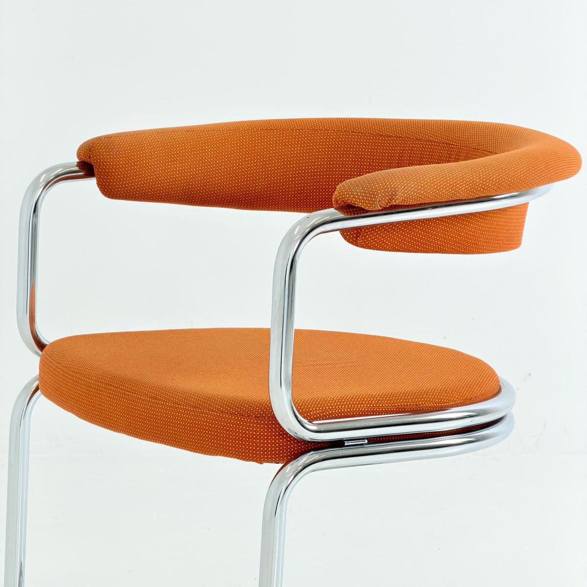 Mid Century Bauhaus orange fabric Dining armchair by Giotto Stoppino, Italy, 1970s