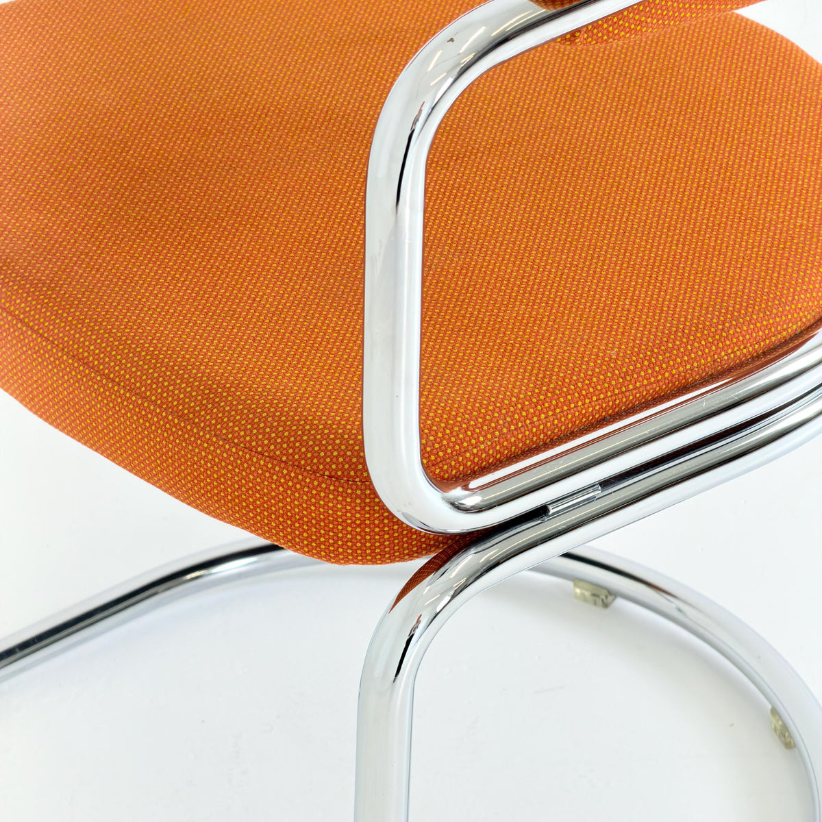 Mid Century Bauhaus orange fabric Dining armchair by Giotto Stoppino, Italy, 1970s