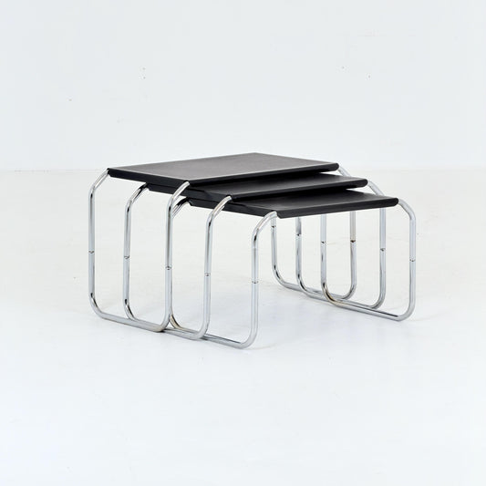 Set of 3 Italian Mid-Century / Bauhaus Style Nesting Tables 1980 Italy