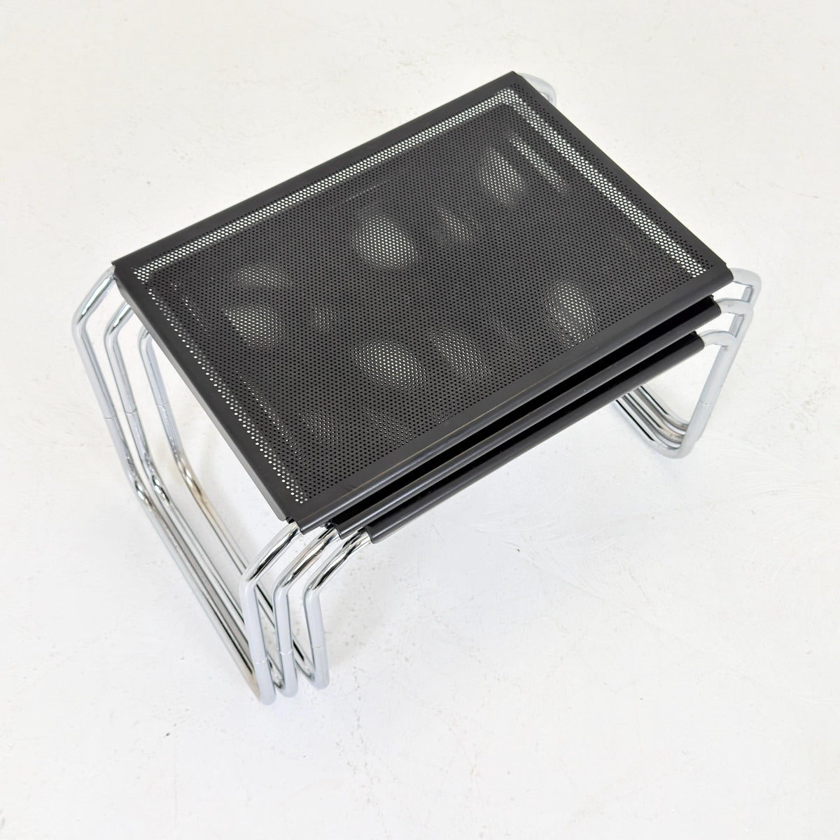 Set of 3 Italian Mid-Century / Bauhaus Style Nesting Tables 1980 Italy