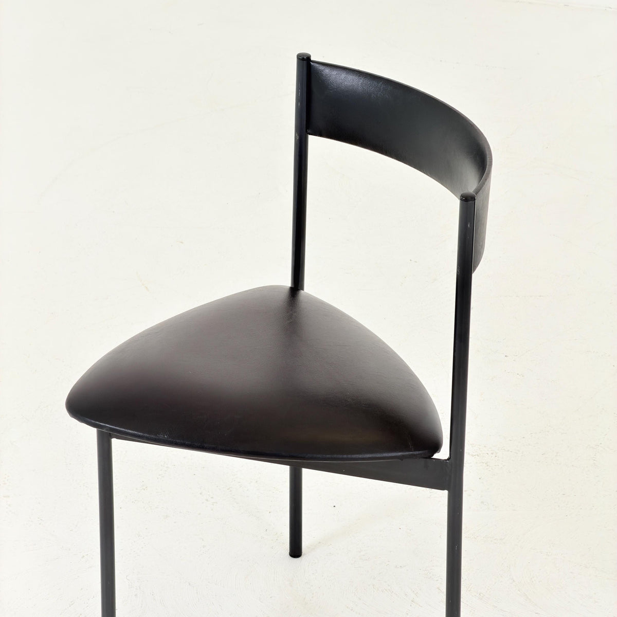 Set of 2 Mid Century Modern Rego Günter Renkel “Twen” Chairs, 1960s German Design, Black Leather & Steel, Stackable