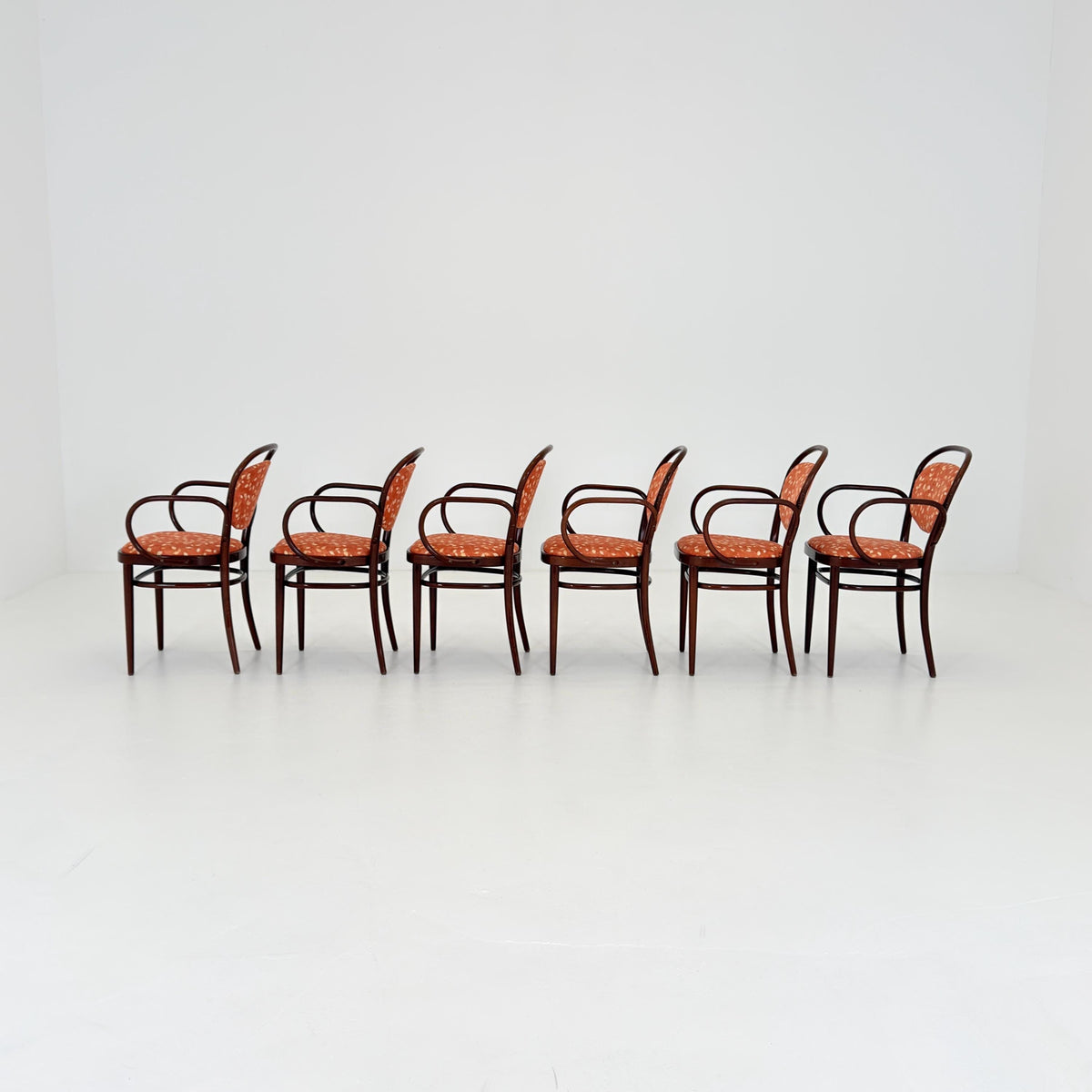 Set of 6 Original Thonet 215 RF Bentwood Armchairs, 1980s Germany, Vintage Coffee House Chairs