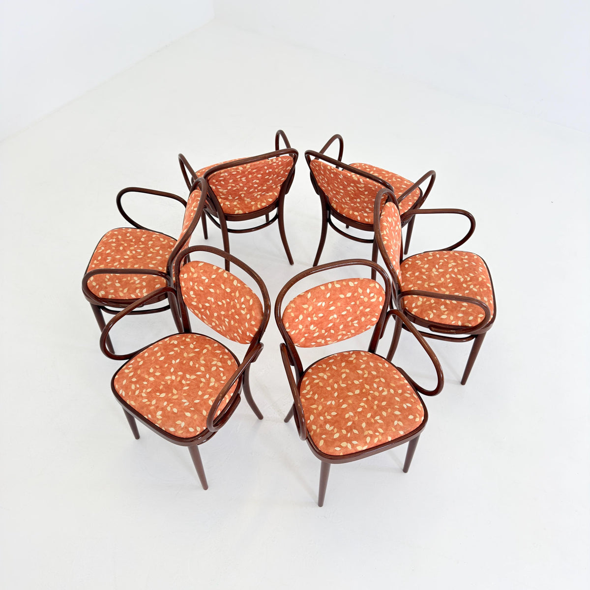 Set of 6 Original Thonet 215 RF Bentwood Armchairs, 1980s Germany, Vintage Coffee House Chairs