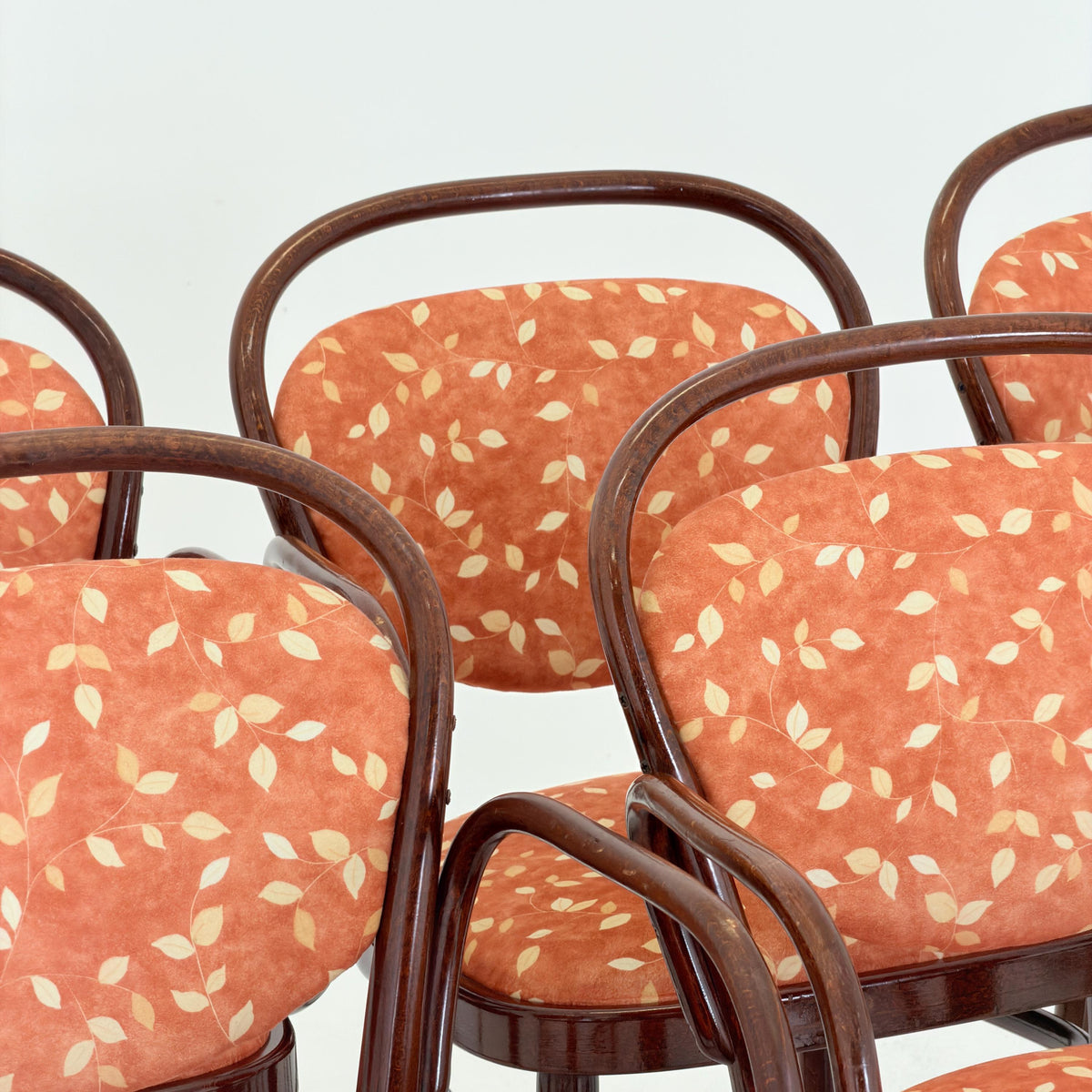 Set of 6 Original Thonet 215 RF Bentwood Armchairs, 1980s Germany, Vintage Coffee House Chairs