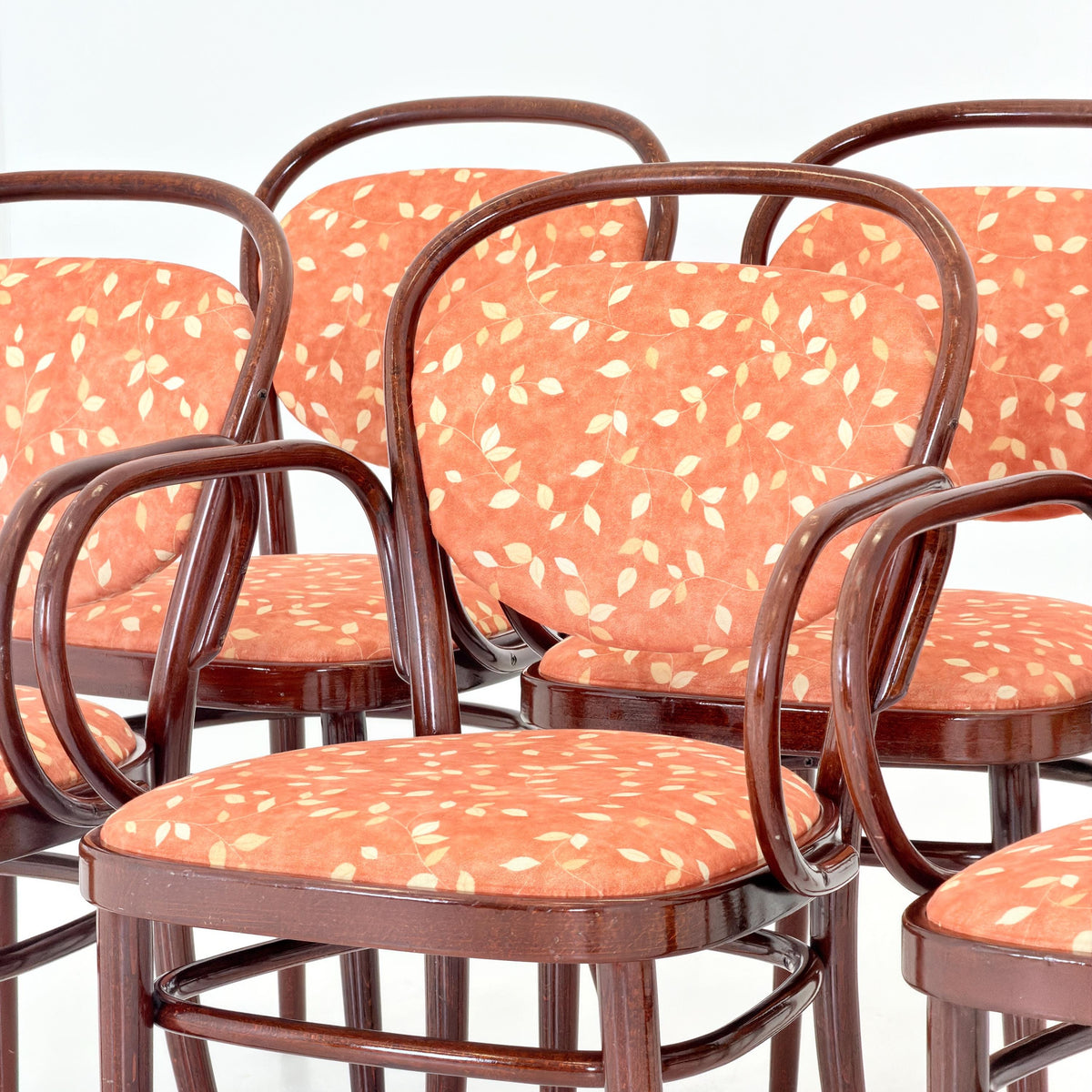 Set of 6 Original Thonet 215 RF Bentwood Armchairs, 1980s Germany, Vintage Coffee House Chairs