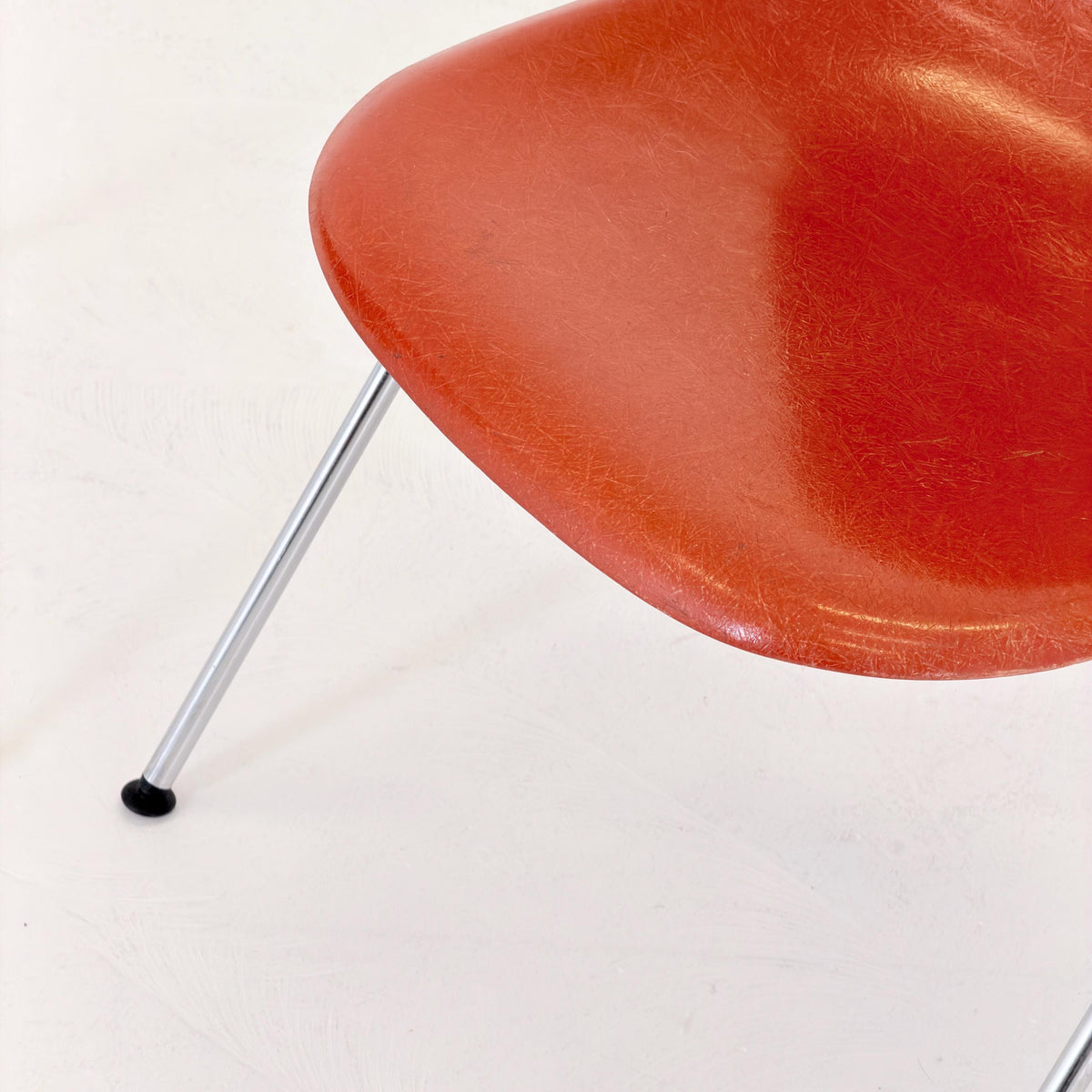 Set of 4 Original Herman Miller Eames DSS Fiberglass Chairs, Coral Orange, 1970s