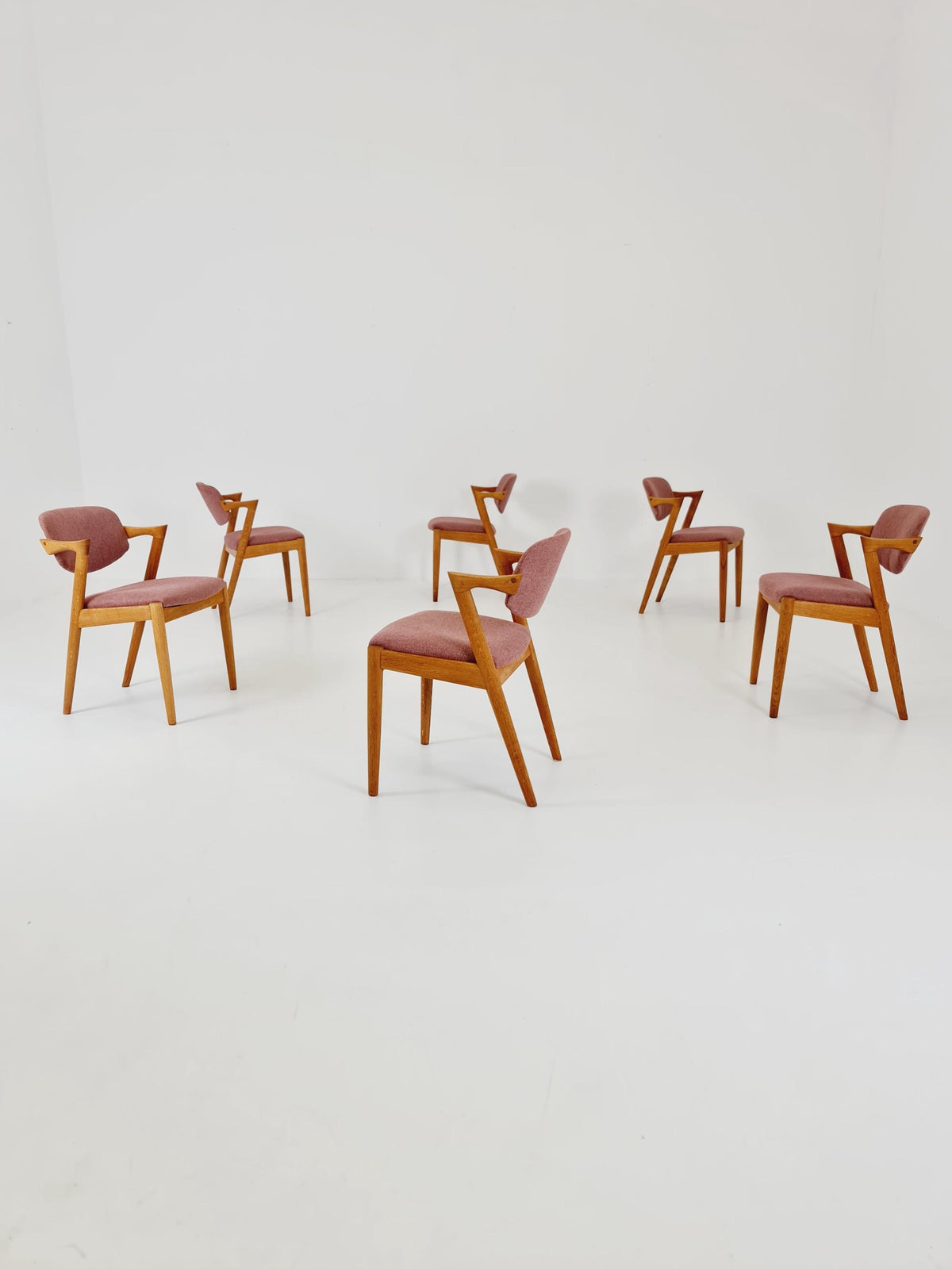 Mid Century Danish dining Oak chairs by Kai Kristiansen for Schou Andersen Model 42 - 1960s, set of 6