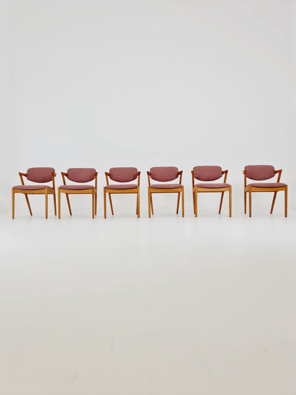 Mid Century Danish dining Oak chairs by Kai Kristiansen for Schou Andersen Model 42 - 1960s, set of 6