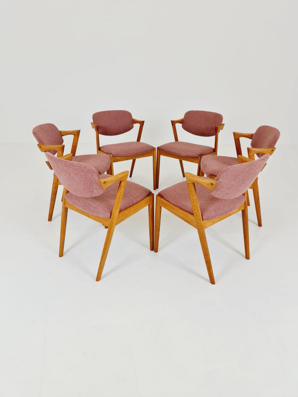 Mid Century Danish dining Oak chairs by Kai Kristiansen for Schou Andersen Model 42 - 1960s, set of 6