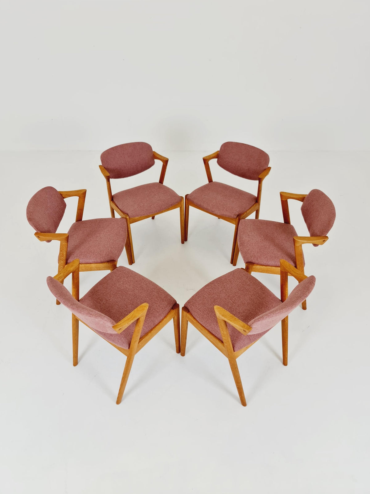 Mid Century Danish dining Oak chairs by Kai Kristiansen for Schou Andersen Model 42 - 1960s, set of 6