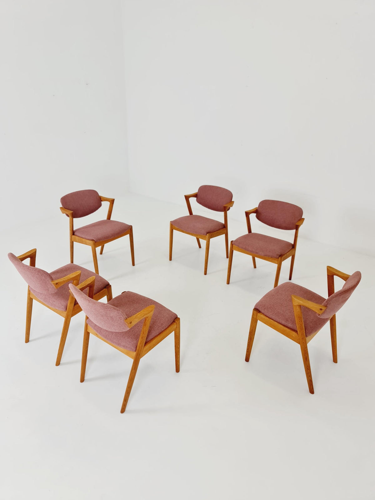 Mid Century Danish dining Oak chairs by Kai Kristiansen for Schou Andersen Model 42 - 1960s, set of 6