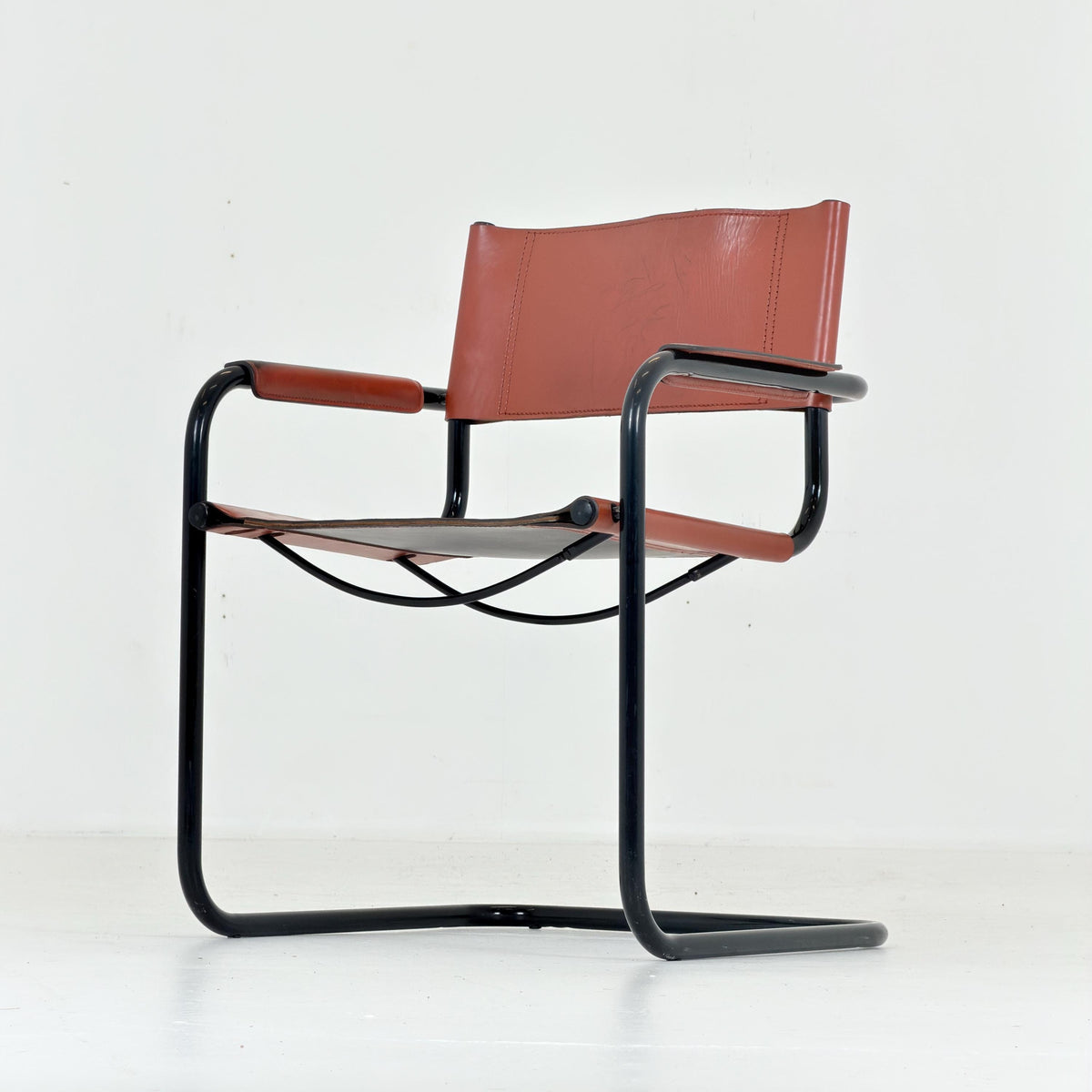 1 of 2 Bauhaus Centro Studio Desk Chairs in Dark wine leather by Mart Stam & Marcel Breuer, 1970s