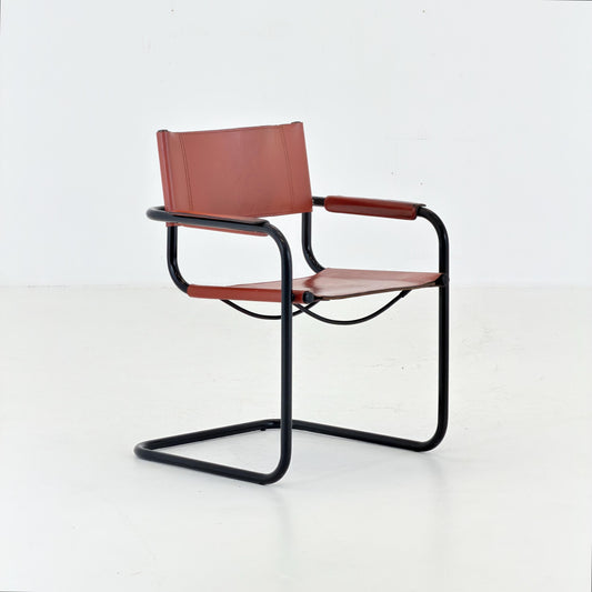 1 of 2 Bauhaus Centro Studio Desk Chairs in Dark wine leather by Mart Stam & Marcel Breuer, 1970s