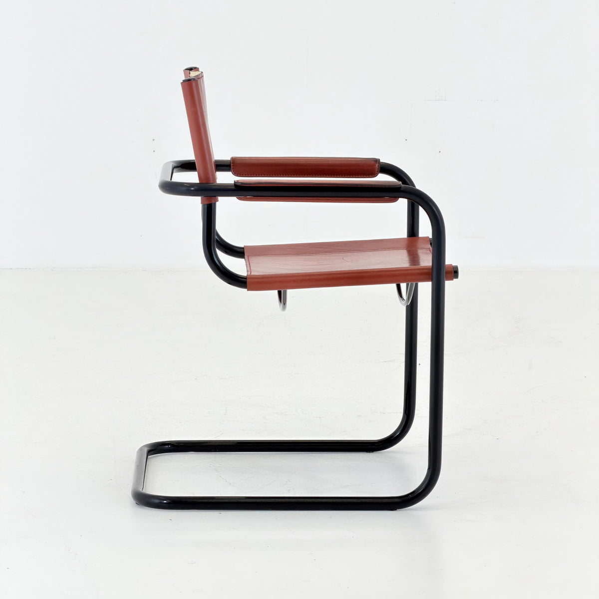 1 of 2 Bauhaus Centro Studio Desk Chairs in Dark wine leather by Mart Stam & Marcel Breuer, 1970s