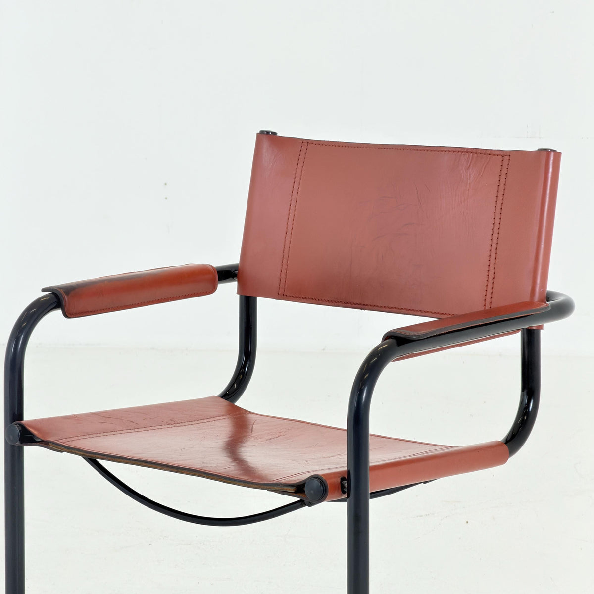 1 of 2 Bauhaus Centro Studio Desk Chairs in Dark wine leather by Mart Stam & Marcel Breuer, 1970s