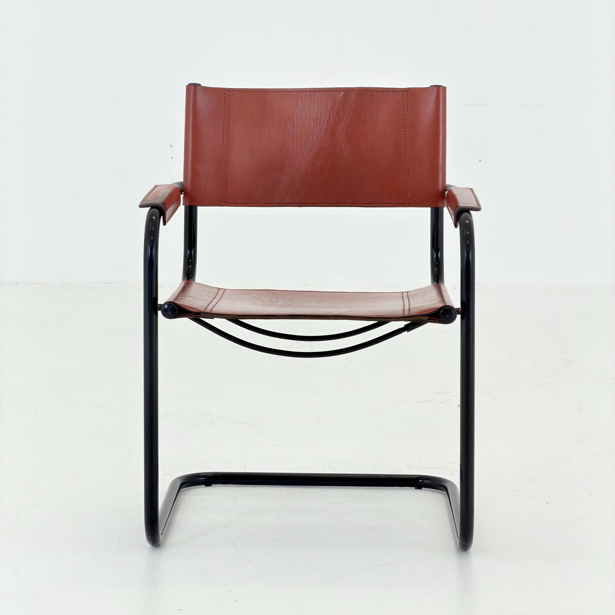 1 of 2 Bauhaus Centro Studio Desk Chairs in Dark wine leather by Mart Stam & Marcel Breuer, 1970s