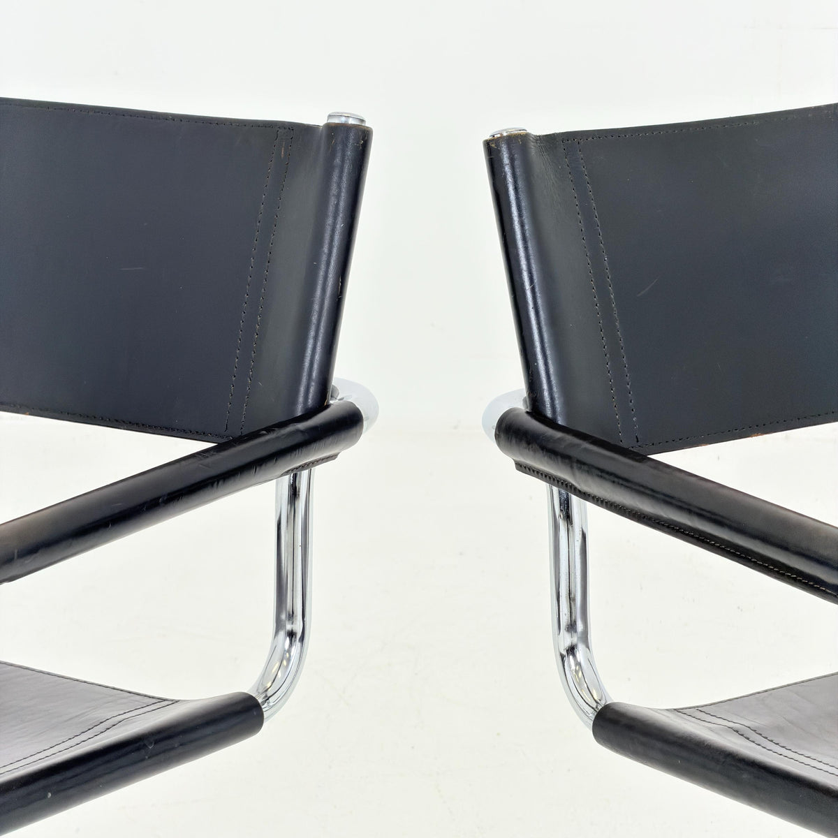 Set of 2 Mid-Century Bauhaus B34 Cantilever black Chairs by Mart Stam for Linea Fiam, Italy, 1980s