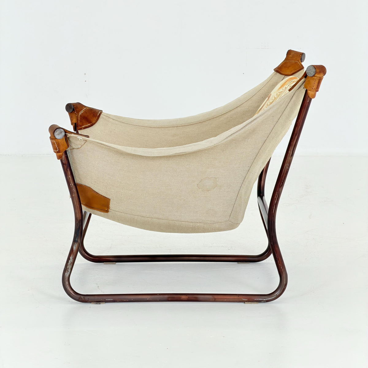 Mid Century Scandinavian Tormod Alnaes Trega Lounge Chair, 1970s Norwegian Design, Vintage Canvas & Floral Fabric Armchair,