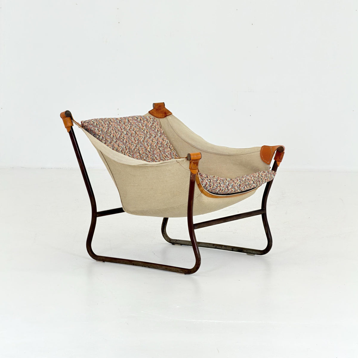 Mid Century Scandinavian Tormod Alnaes Trega Lounge Chair, 1970s Norwegian Design, Vintage Canvas & Vintage Zigzag Armchair,