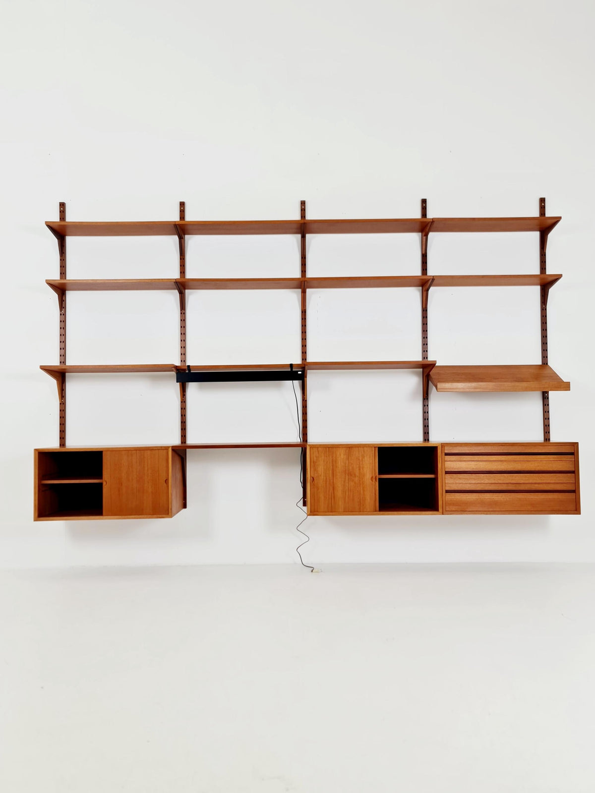 Big Mid century Danish Teak Wall Unit with 3 cabinets with show case by Poul Cadovius for Cado, Denmark, 1960s