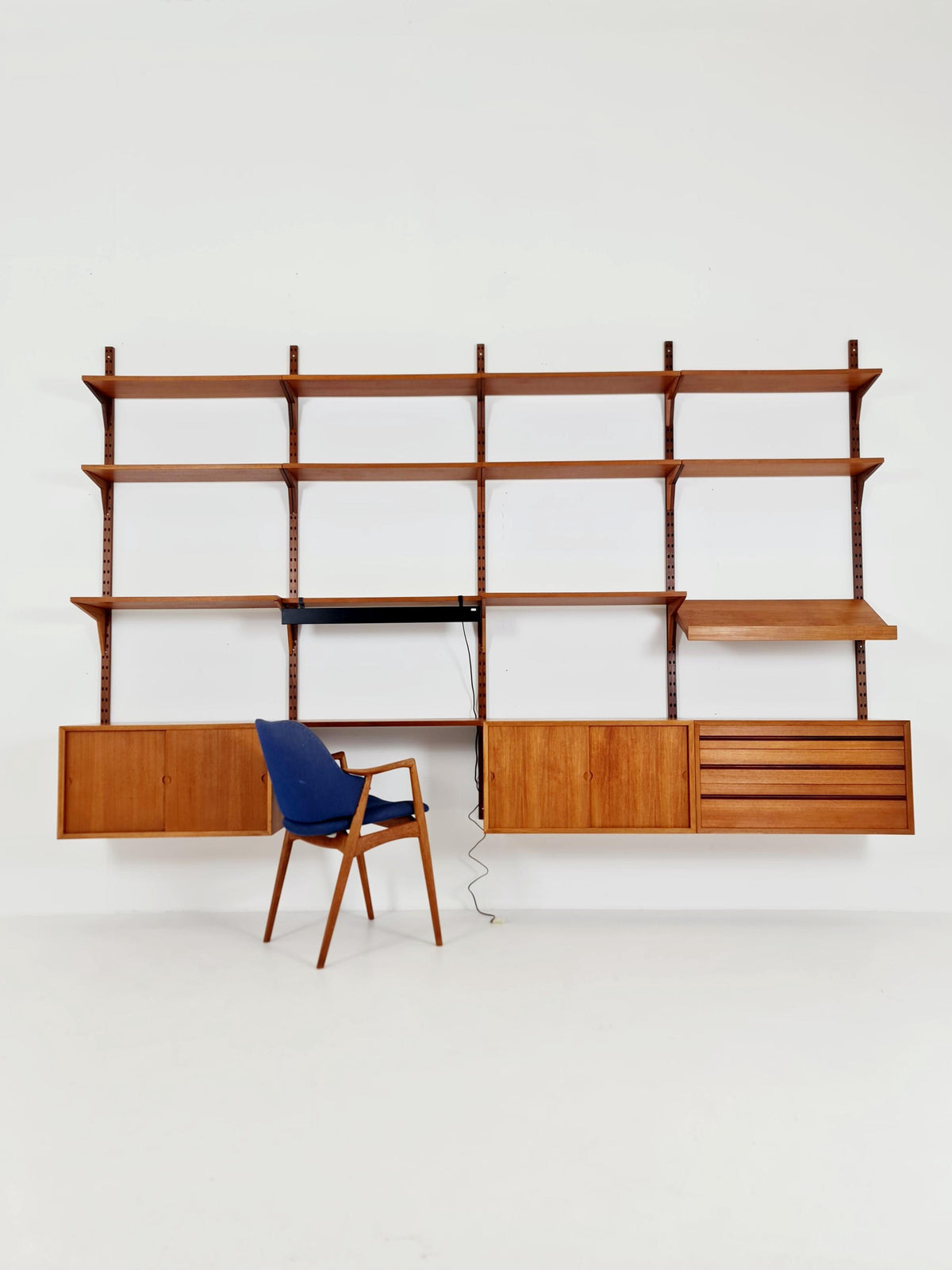 Big Mid century Danish Teak Wall Unit with 3 cabinets with show case by Poul Cadovius for Cado, Denmark, 1960s