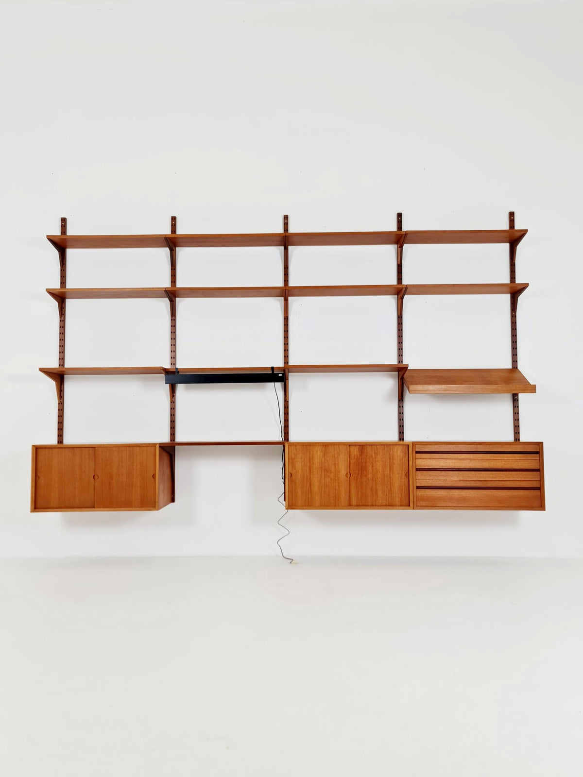 Big Mid century Danish Teak Wall Unit with 3 cabinets with show case by Poul Cadovius for Cado, Denmark, 1960s