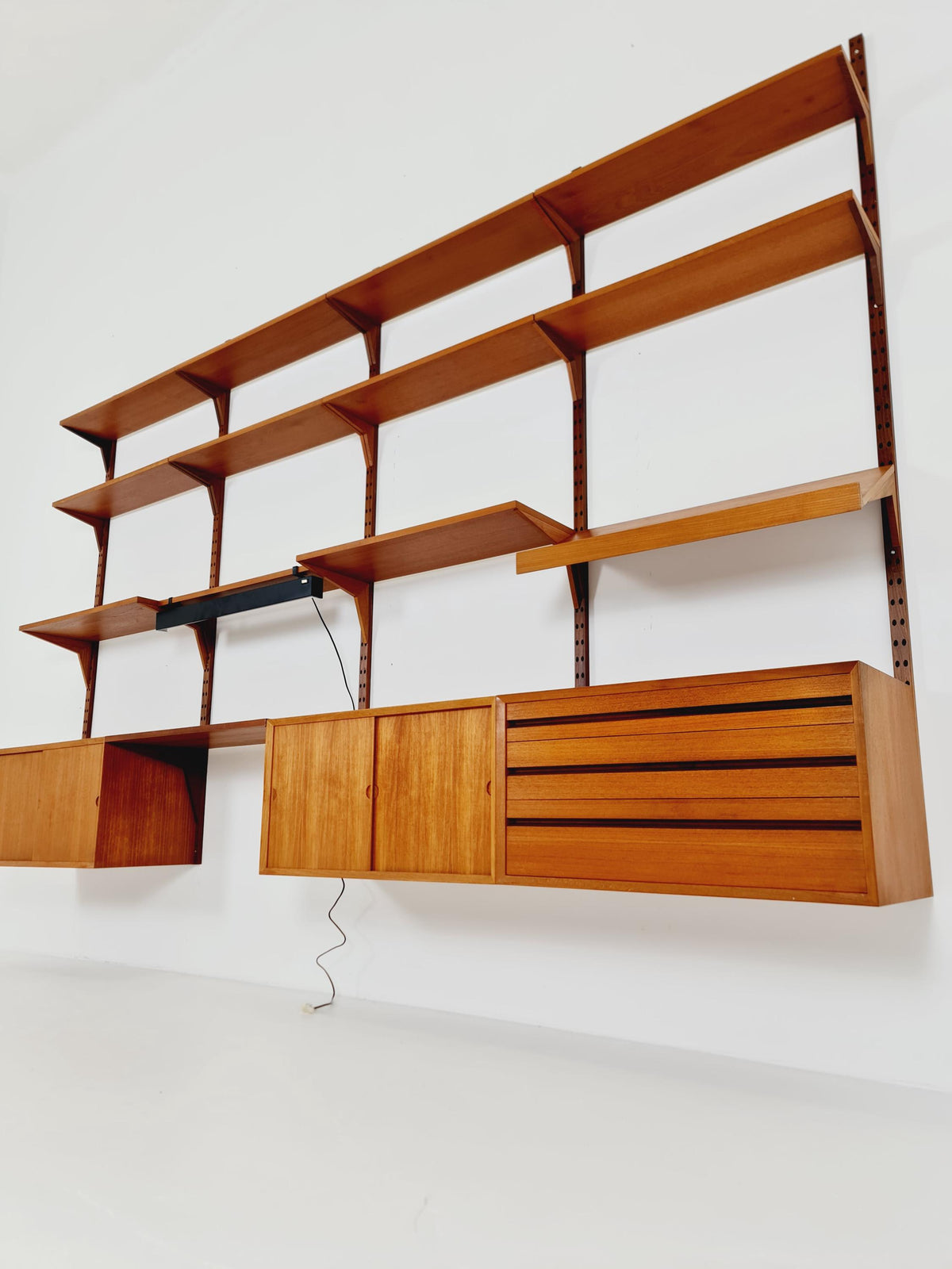 Big Mid century Danish Teak Wall Unit with 3 cabinets with show case by Poul Cadovius for Cado, Denmark, 1960s