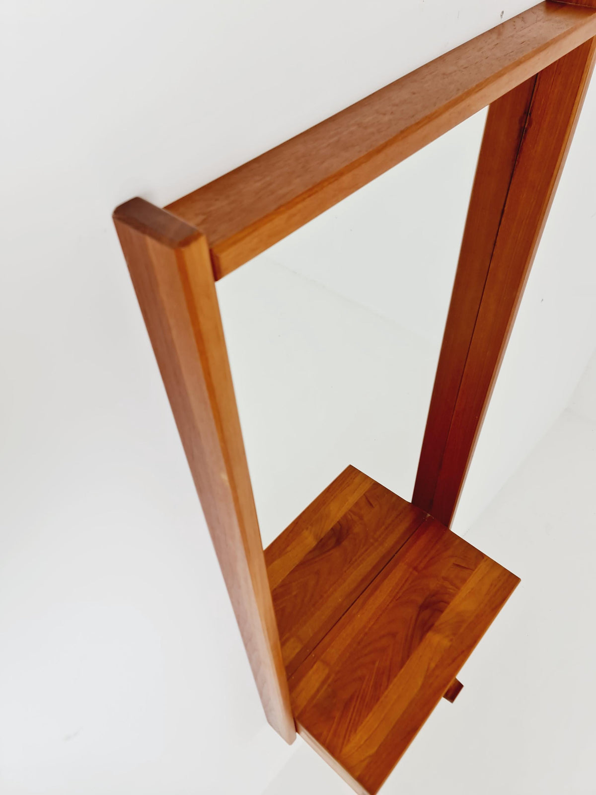 Mid Century Danish Solid Teak Wall Mirror with Drawer BY Roni Sunds For A/S Möbelfabrik , 1960s