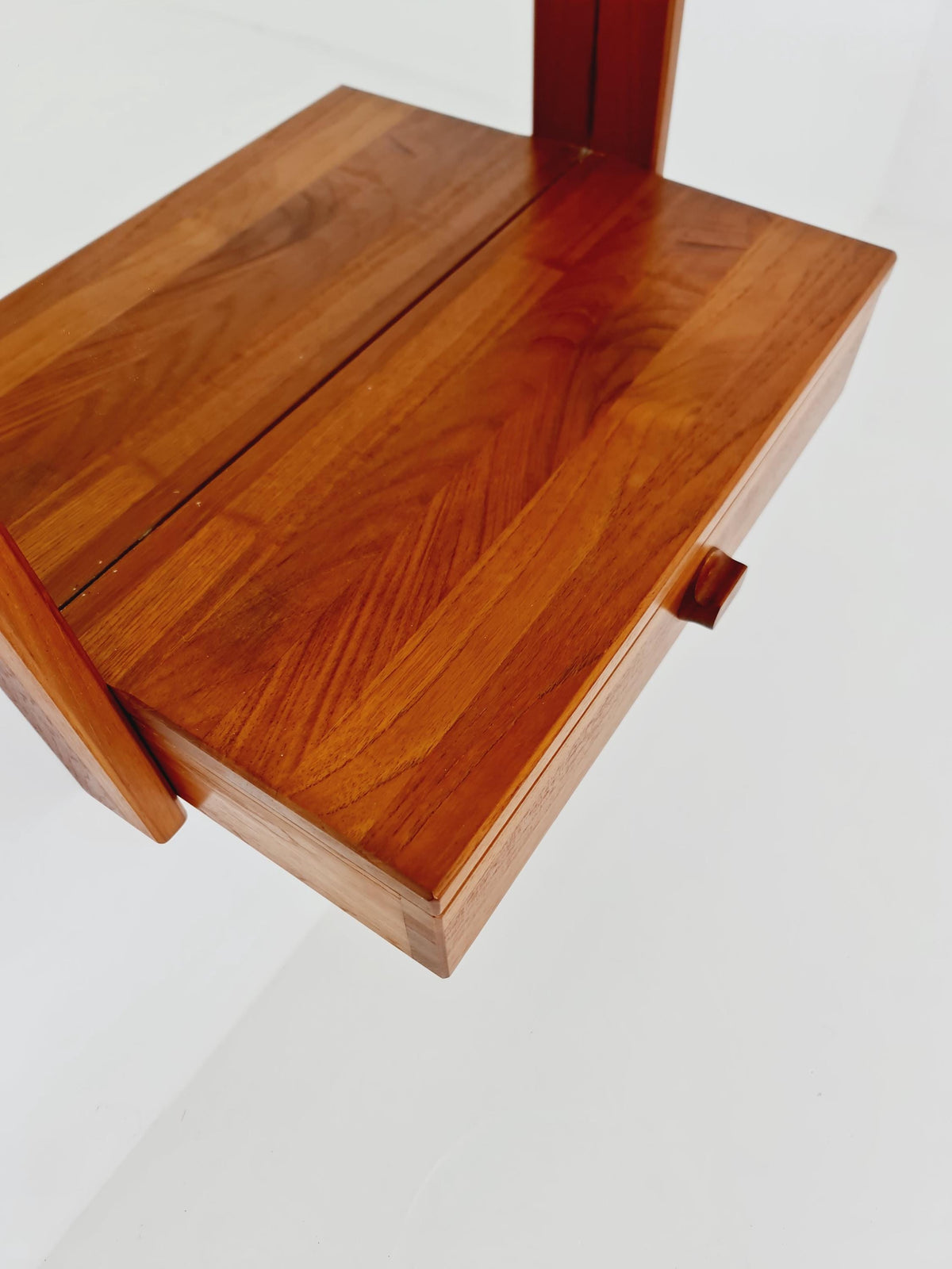 Mid Century Danish Solid Teak Wall Mirror with Drawer BY Roni Sunds For A/S Möbelfabrik , 1960s