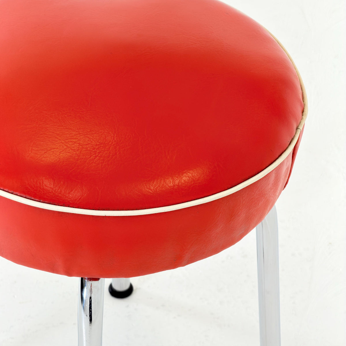 Mid Century Industrial Red Leather Stool by ELCO-WERK AG, Germany, 1980s