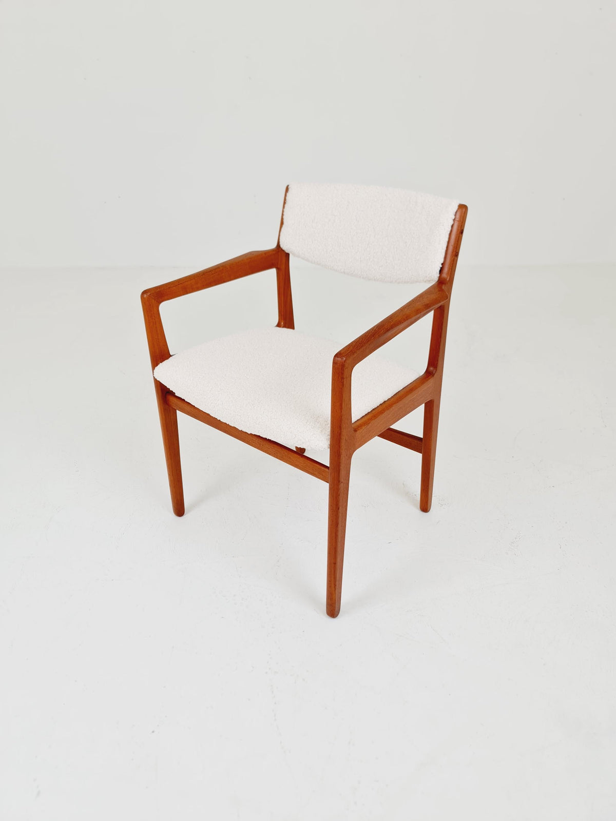 Danish Teak Armchair with Teddy Fabric By Knud Andersen for J.C.S JEnsen Möbelfabrik , 1960s