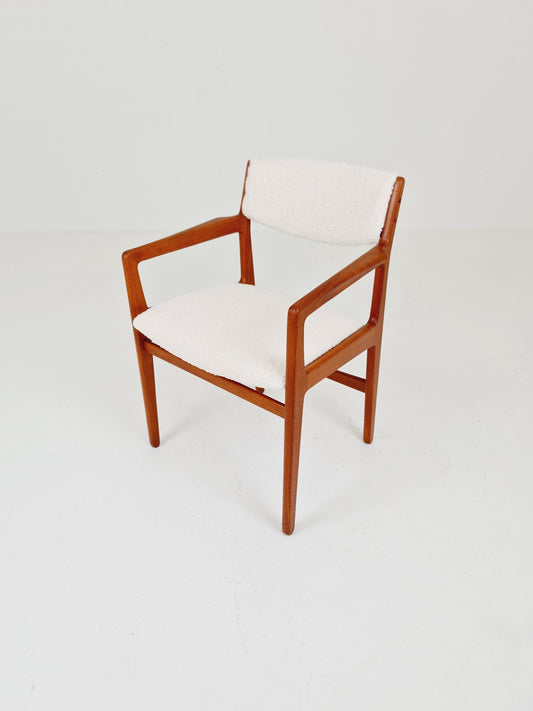 Danish Teak Armchair with Teddy Fabric By Knud Andersen for J.C.S JEnsen Möbelfabrik , 1960s