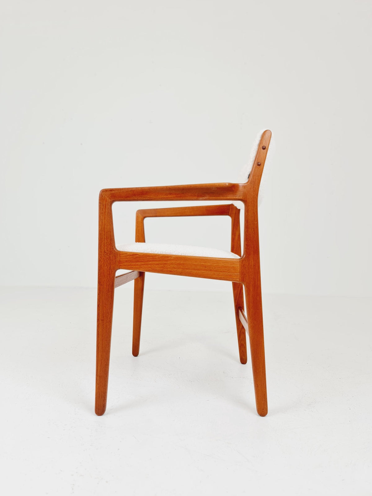 Danish Teak Armchair with Teddy Fabric By Knud Andersen for J.C.S JEnsen Möbelfabrik , 1960s