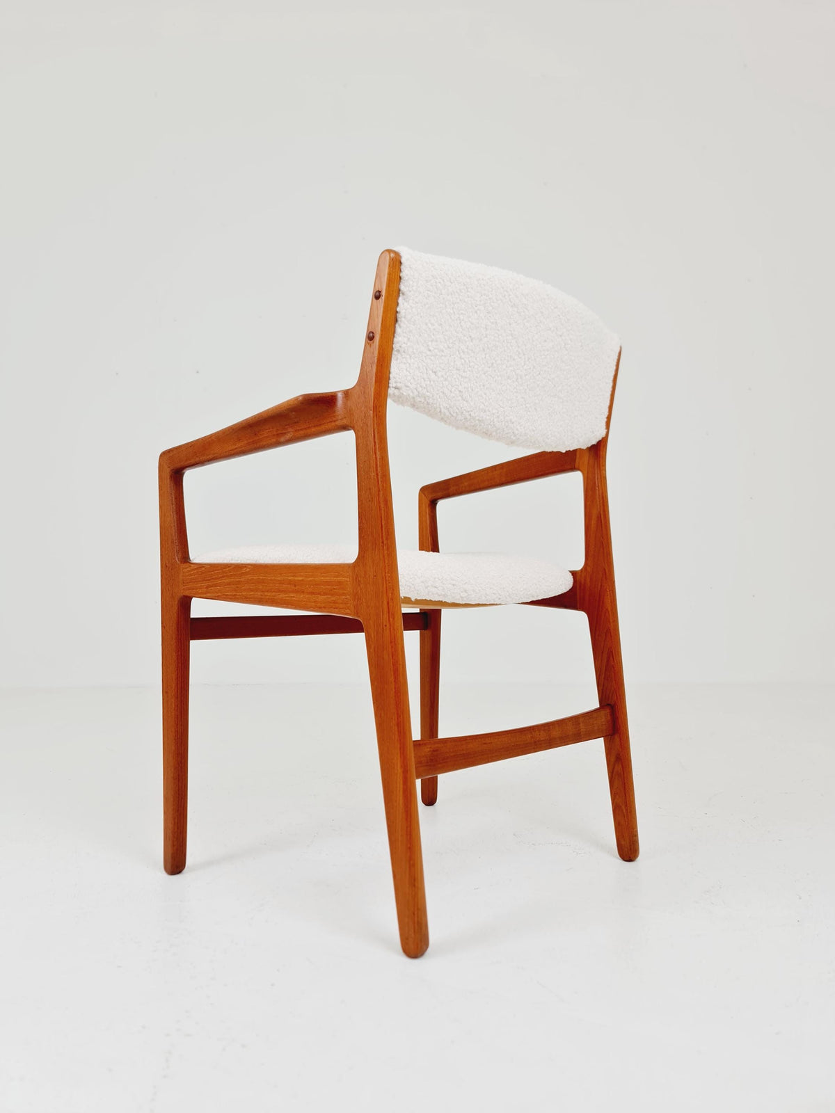 Danish Teak Armchair with Teddy Fabric By Knud Andersen for J.C.S JEnsen Möbelfabrik , 1960s