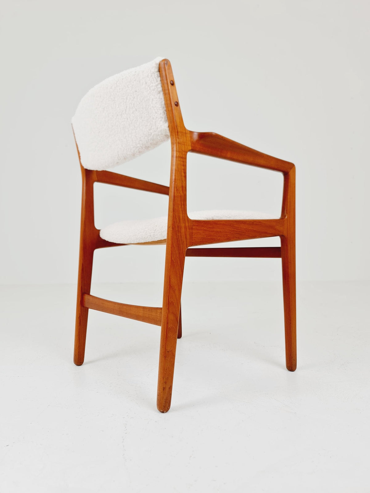 Danish Teak Armchair with Teddy Fabric By Knud Andersen for J.C.S JEnsen Möbelfabrik , 1960s