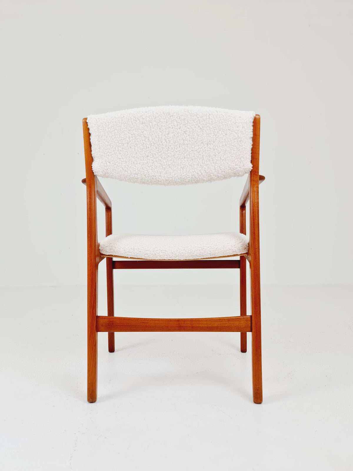 Danish Teak Armchair with Teddy Fabric By Knud Andersen for J.C.S JEnsen Möbelfabrik , 1960s