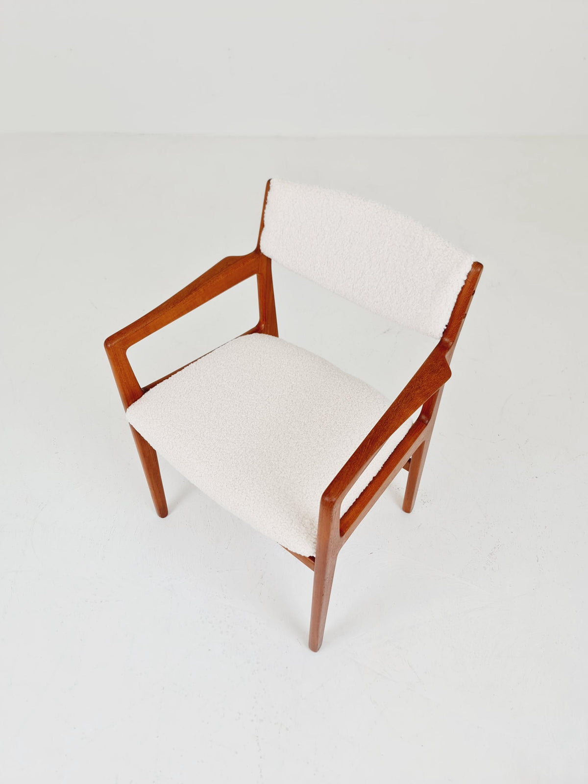 Danish Teak Armchair with Teddy Fabric By Knud Andersen for J.C.S JEnsen Möbelfabrik , 1960s