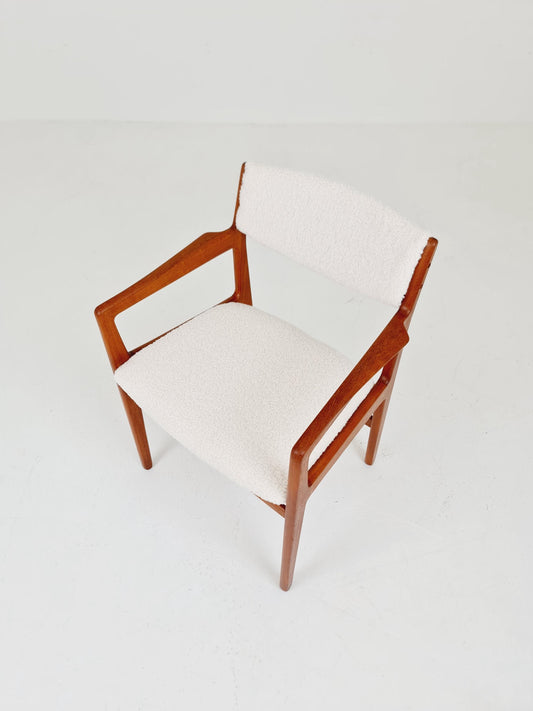 Danish Teak Armchair with Teddy Fabric By Knud Andersen for J.C.S JEnsen Möbelfabrik , 1960s